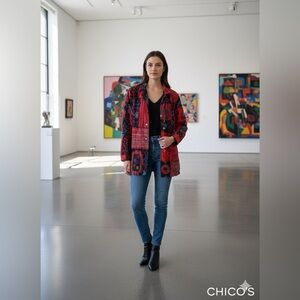 Chico's Multicolor Patchwork Utility Jacket